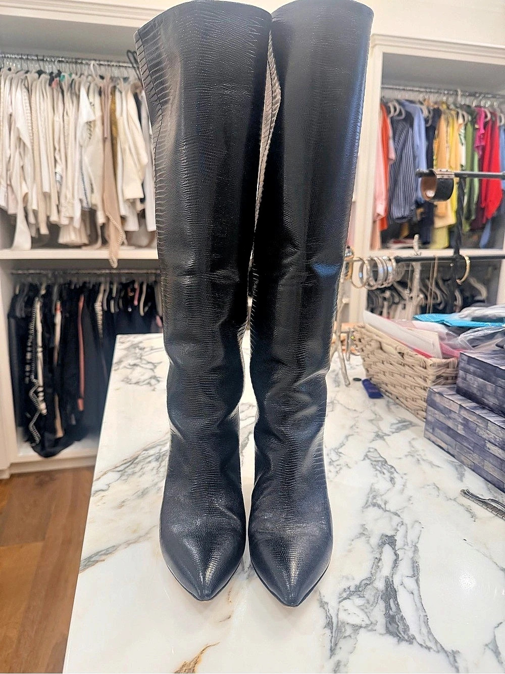 Paris Texas Block Heel Boot Black Over-the-Knee Heeled Boots
